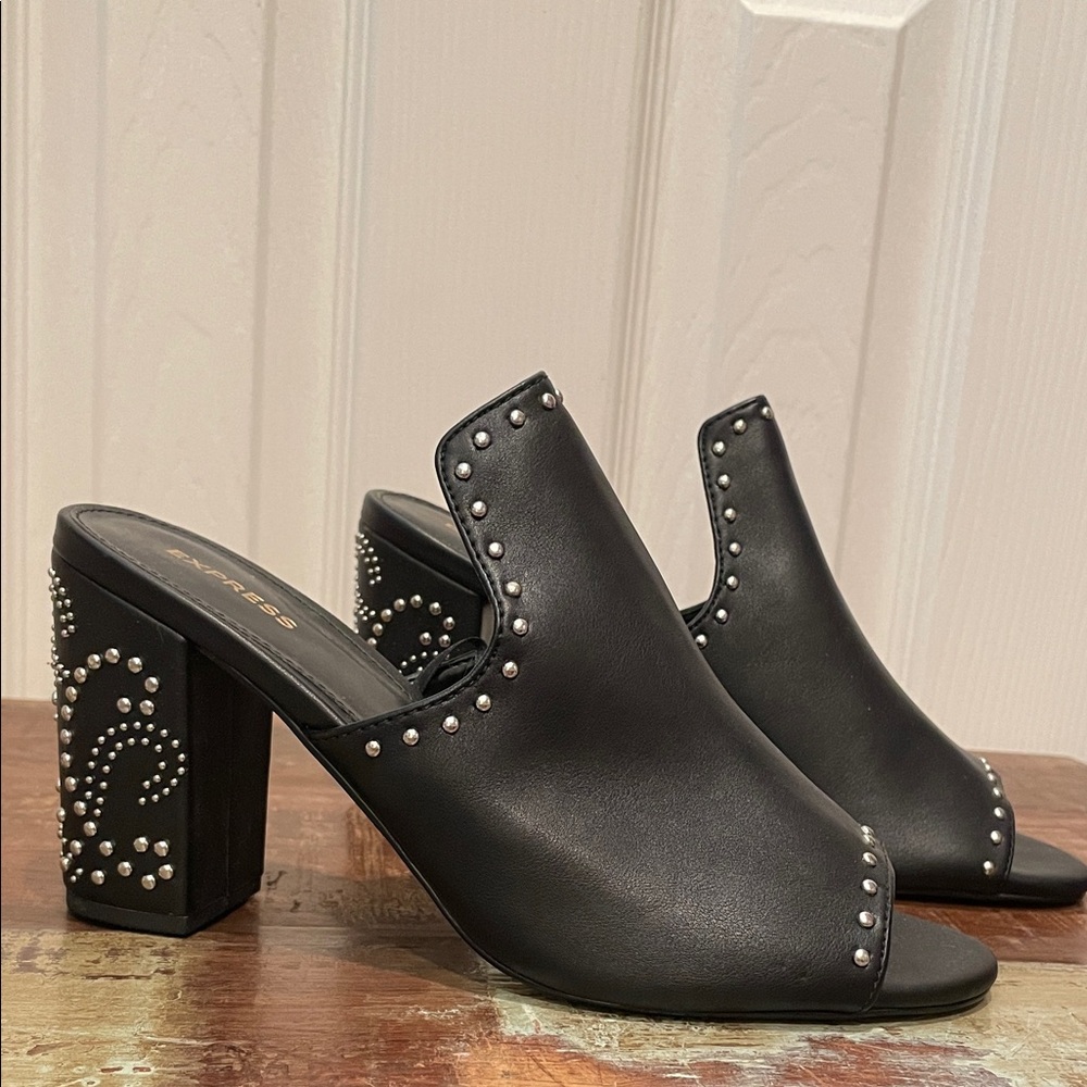 Express Black Studded Mules